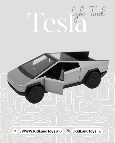 طراحی داخلی ماکت Tesla Cybertruck با جزئیات کابین – Interior of Tesla Cybertruck 1:24 Diecast Model – KidlandToys