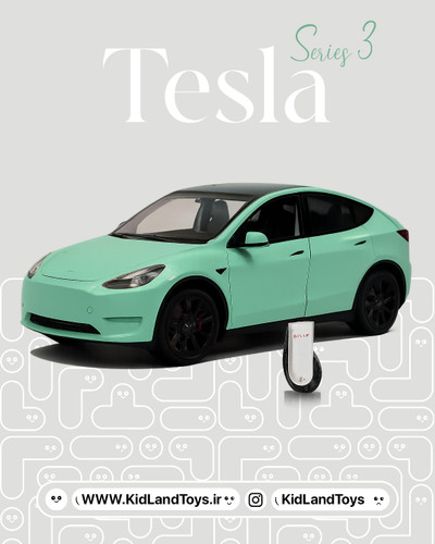 نمای جلوی ماکت Tesla Model Y با چراغهای روشن – Front View Tesla Model Y 1:24 Diecast Model with Lights – KidlandToys
