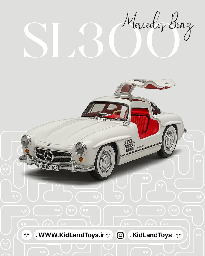 طراحی داخلی ماکت Mercedes-Benz SL 300 با جزئیات کامل کابین – Interior of Mercedes-Benz SL 300 1:24 Diecast Model – KidlandToys