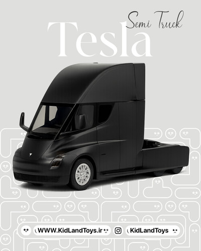 نمای جلوی ماکت Tesla Semi Truck با چراغهای روشن – Front View Tesla Semi Truck 1:24 Diecast Model with Lights – KidlandToys