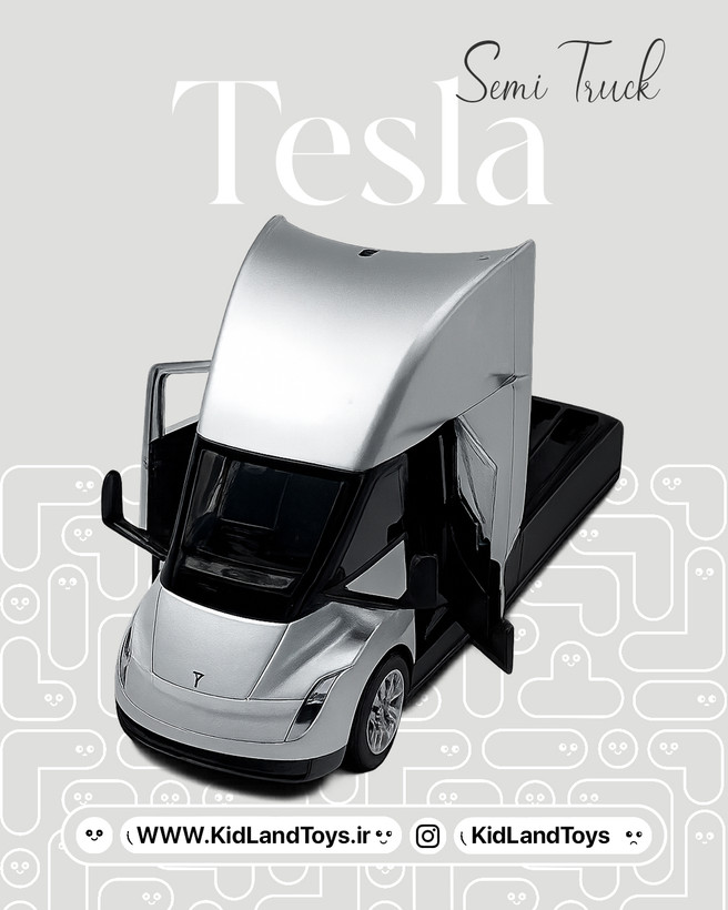 نمای بالا از ماکت فلزی تسلا سمی تراک – Top View Tesla Semi Truck 1:24 Metal Model – KidlandToys