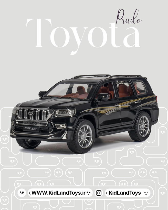 نمای جانبی ماکت فلزی پرادو با جزئیات دقیق بدنه – Side View Toyota Prado 1:24 Metal Model – کیدلندتویز