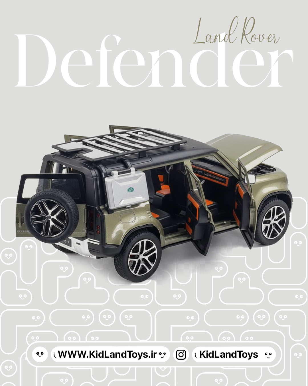 نمای جانبی ماکت فلزی لندروور دیفندر – Side View Land Rover Defender 1:24 Metal Model – فروشگاه کیدلندتویز