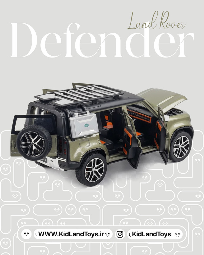 نمای جانبی ماکت فلزی لندروور دیفندر – Side View Land Rover Defender 1:24 Metal Model – فروشگاه کیدلندتویز